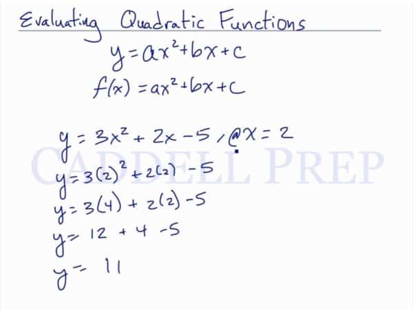 Evaluating Quadratic Functions