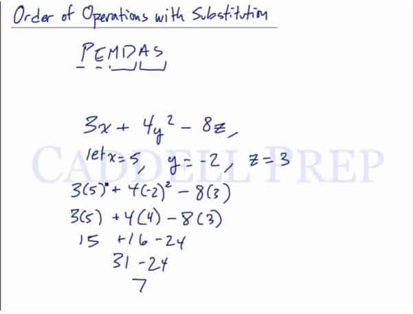 Order of Operations with Substitution