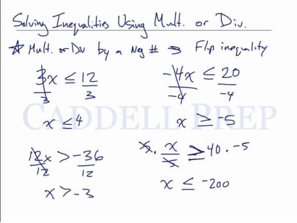 Solving Inequalities Using Multiplication or Division