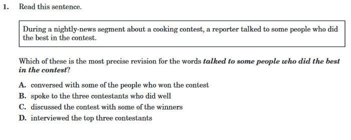 Sample SHSAT Revising/Editing Question