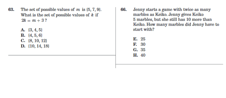 workdone high school maths test