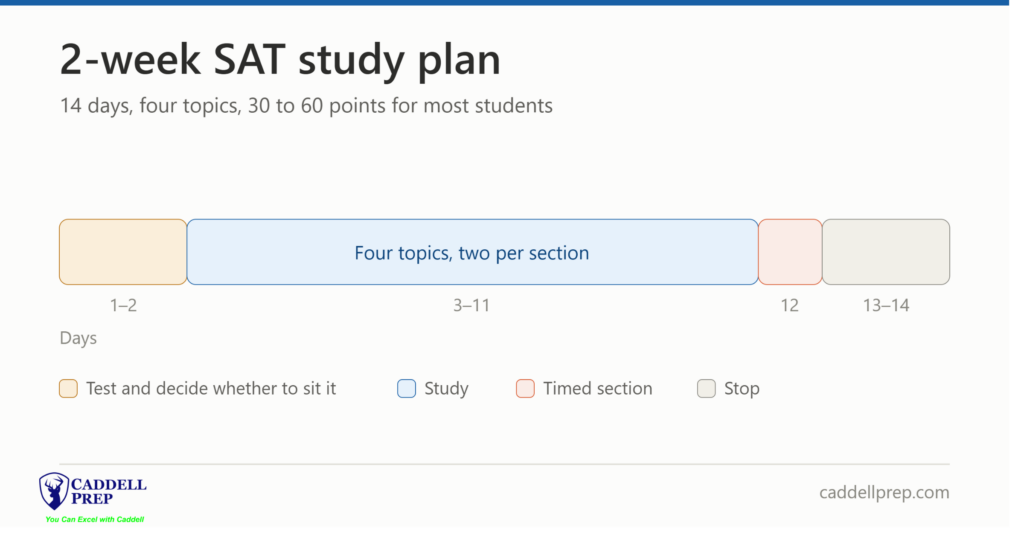 2-week SAT study plan schedule